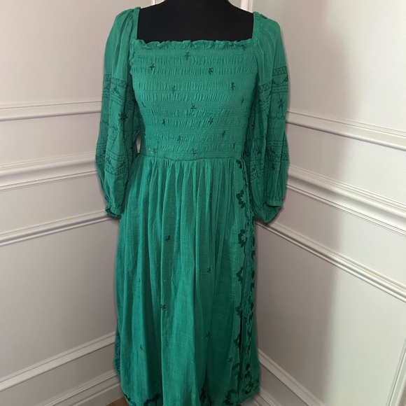 Anthropologie Embroidered Green Dress - Picture 3 of 3